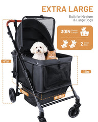 LUODIER dog stroller side profile showing slim portable design