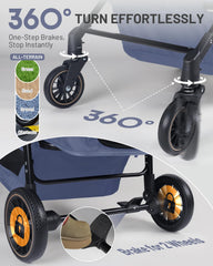 LUODIER stroller shows zippered mesh door for easy pet entry