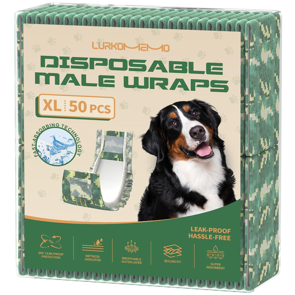 LURKOMEMO XL male dog diapers in package, offering reliable protection for daily use.