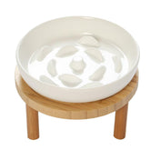 Lusifaco raised slow feeder cat bowl with wide opening for comfortable, paced meals.