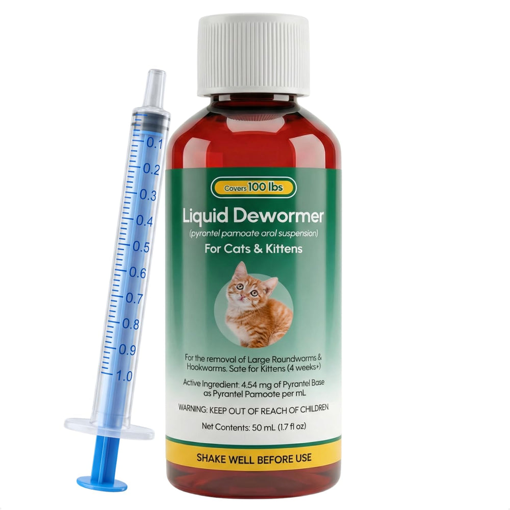 Luxekem dewormer bottle pour for easy at-home dosing.