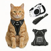Luxelle escape-proof cat harness shows secure 4-way adjustable fit for all sizes