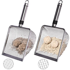 Luxzio litter scoop with 3.8mm mesh for precise sifting and fine litter cleanup.