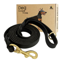 LWBMG leather dog leash with braided texture for durable daily walks
