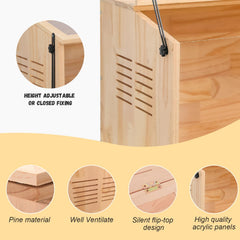 LWYMX wooden hamster cage shows clear acrylic sides for bright viewing.