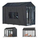 LYBOSH kennel cover front view protects the outdoor kennel from rain and debris