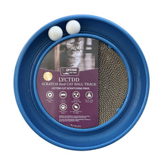 LYCTDD interactive cat ball track in blue closeup, engaging indoor cats during play