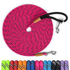 Lynxking long dog leash 15ft pink for comfortable outdoor control during walks.