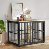 Lyromix 43'' dog crate end table left view highlights sturdy build for long-lasting pet comfort.