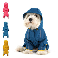 Mabawa dog raincoat in blue with hood, designed for small and medium dogs.