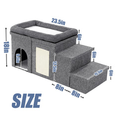 MABOZOO 5-in-1 pet stairs offer steps, storage, bed, house, and scratcher.