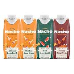 Made by Nacho bone broth close-up shows rich aroma and glossy texture.