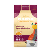 Made by Nacho Dry Cat Kibble front of bag highlights premium formula for picky eaters.