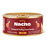 Made by Nacho premium turkey pate can 6-pack, silky texture for picky cats.