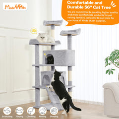 Made4Pets cat tree plush platforms provide soft resting surfaces.