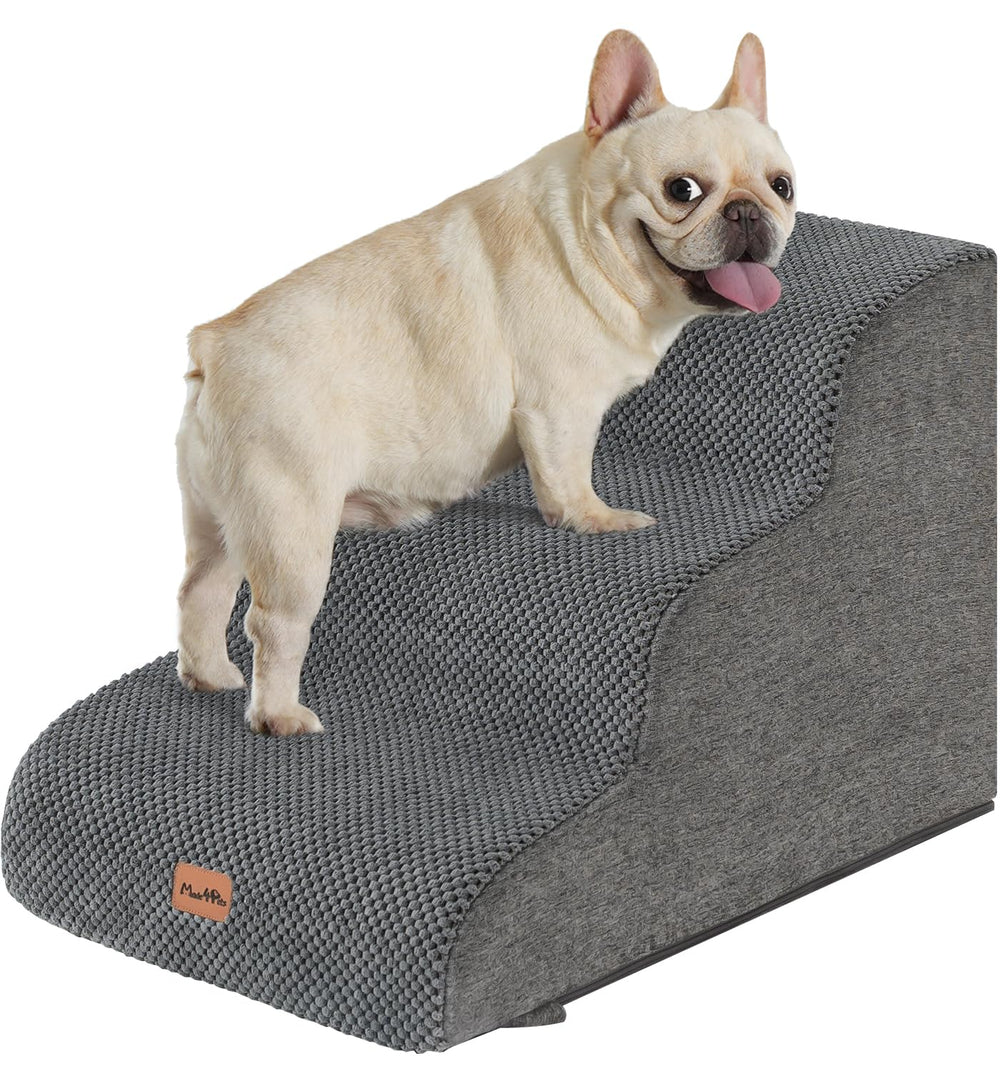 Made4Pets 3-step dog stairs viewed from the side, stable and gentle for small dogs' climbs.