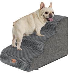 Made4Pets 3-step dog stairs viewed from the side, stable and gentle for small dogs' climbs.