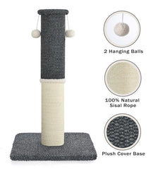 Sisal-wrapped scratching areas provide natural texture for claw maintenance.