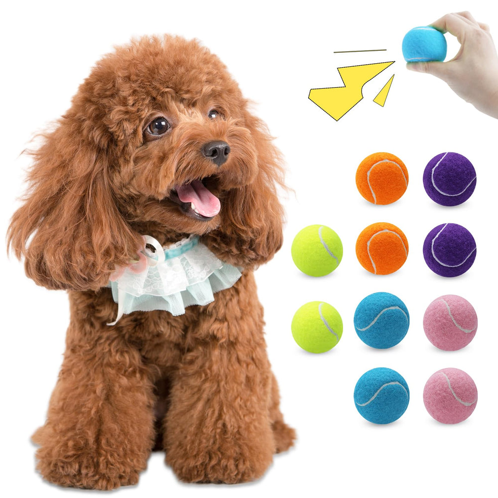 Magicorange 10-pack squeaky mini tennis balls for dogs, ideal for interactive play.