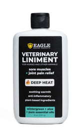 MagnaGard veterinary liniment gel bottle pour demonstrates easy application for soothing massage.