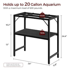 MAHANCRIS 20-gallon stand front view highlights two-tier storage for accessories