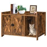 MAHANCRIS cat litter box enclosure front view with spacious interior for large cats.