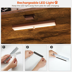 MAHANCRIS cat litter box enclosure sensor light adds warm illumination.