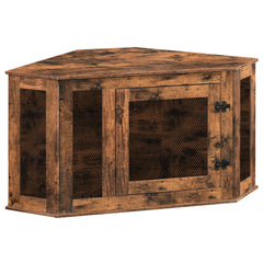 MAHANCRIS corner dog crate assembly shows seamless corner fit for small rooms.