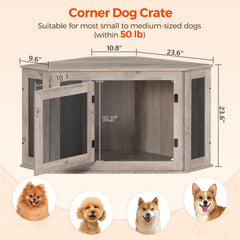 MAHANCRIS Corner Dog Crate used as a coffee table for stylish storage.