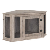 MAHANCRIS Corner Dog Crate Furniture shown against a wall to save space.