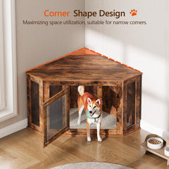 MAHANCRIS corner dog crate wall-fit design maximizes space and room flow.