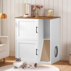 MAHANCRIS double litter box enclosure offers two entrances for airflow and easy access