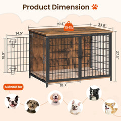 MAHANCRIS end-table dog crate top surface supports up to 154 lb for decor and storage.