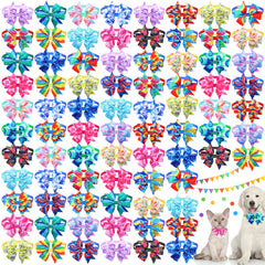 Maitys puppy bowties tie-dye collection adds colorful flair to your dog's summer outfits.