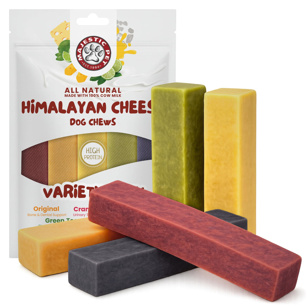 Majestic Pet Himalayan cheese dog chews in packaging for large dogs.