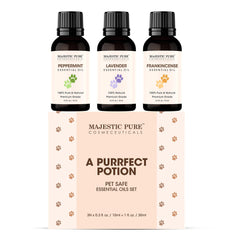 Majestic Pure lavender oil bottle for pets promotes calm moments during routines