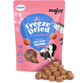 MAJOR PETS freeze-dried salmon medallions for dogs and cats, savory texture and easy portioning.