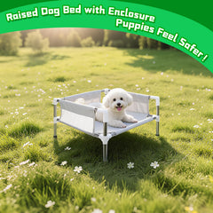 Makerfire Elevated Dog Bed shows stainless steel frame for durable support.