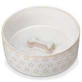 MALACASA ceramic dog bowl with 3.5-cup capacity for medium breeds, easy to clean after meals.