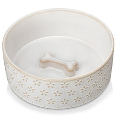 MALACASA ceramic dog bowl with 3.5-cup capacity for medium breeds, easy to clean after meals.