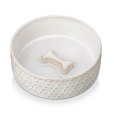 MALACASA honeycomb embossed dog bowl highlights durable ceramic for easy cleaning and stable feeding.