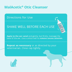16-ounce MalAcetic Otic Cleanser bottle ready for routine ear care