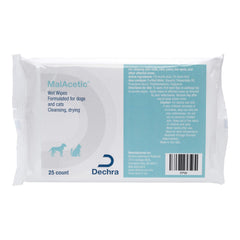 MalAcetic Wet Wipes 25-count pack for dogs and cats, medicated skin care.
