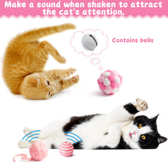 MALLMALL6 cat toy set pink bell balls for auditory tracking during play