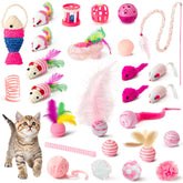 MALLMALL6 cat toy set pink mice for active indoor play and chasing fun