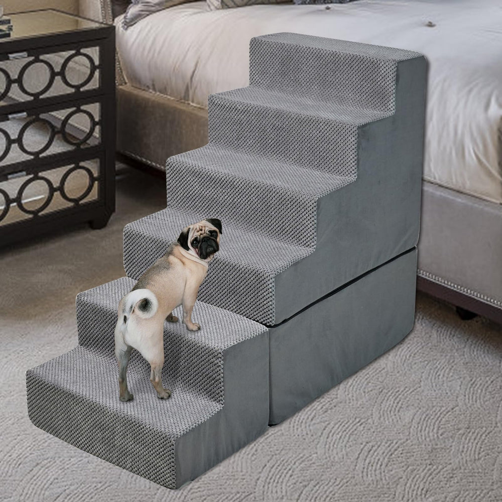 MALOROY dog steps for high beds with six steps, aiding small dogs in climbing safely.