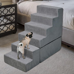 MALOROY dog steps for high beds with six steps, aiding small dogs in climbing safely.