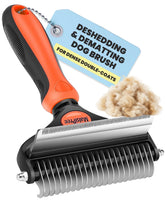 MalsiPree dog brush large orange 2in1 deshedding undercoat rake detangles.
