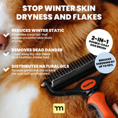 MalsiPree dog brush large orange gentle dematting comb for comfort.