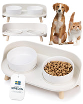 MalsiPree elevated bowls with 45-degree tilt for comfortable feeding.